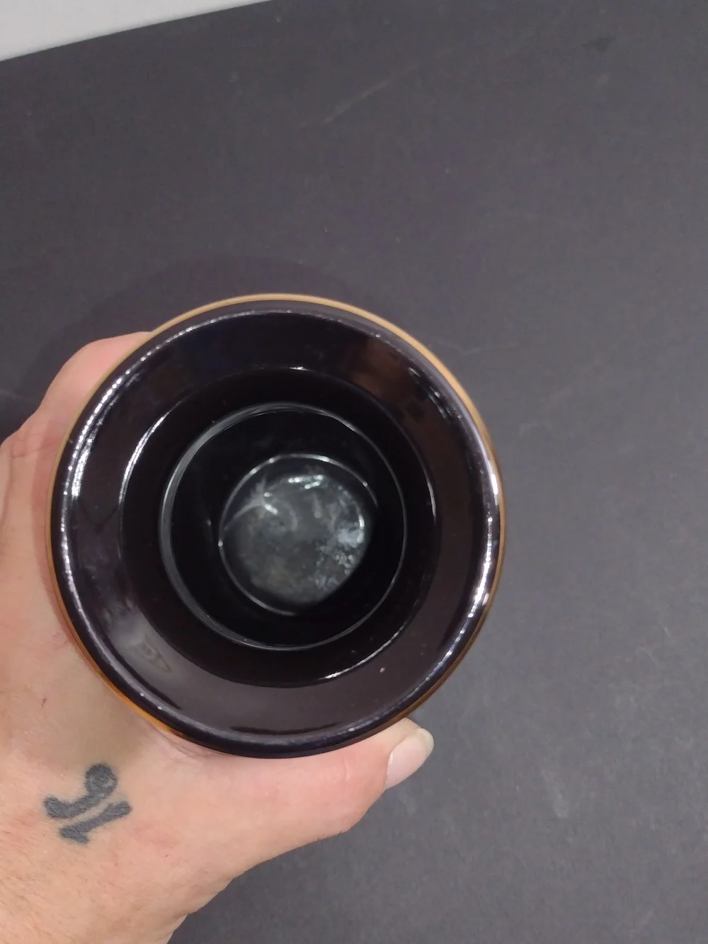 Japanese Weekend Black Ceramic Vase with Pale Pink Floral Design